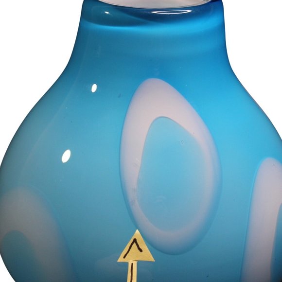 Studio Art Glass MCM Hand Blown Blue White Geometric Home Office Decor Modern - Picture 11 of 11